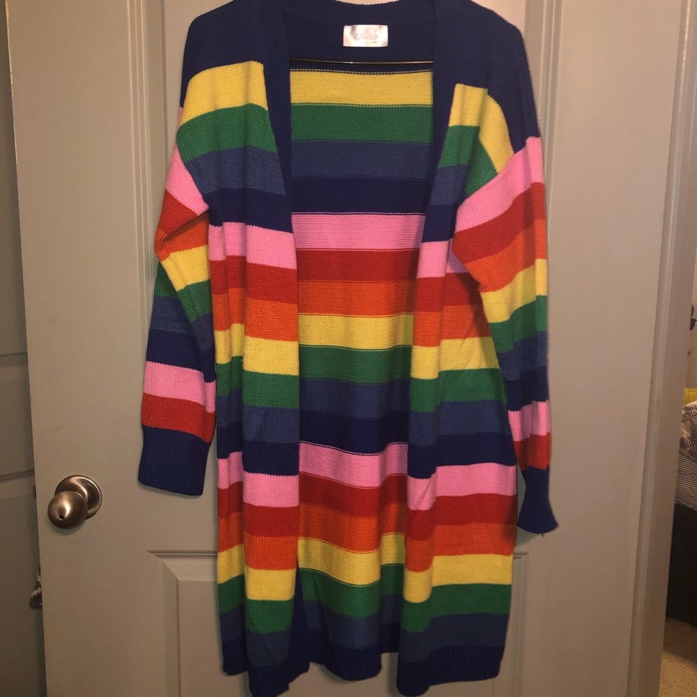 Rainbow Stripe Cardigan.
